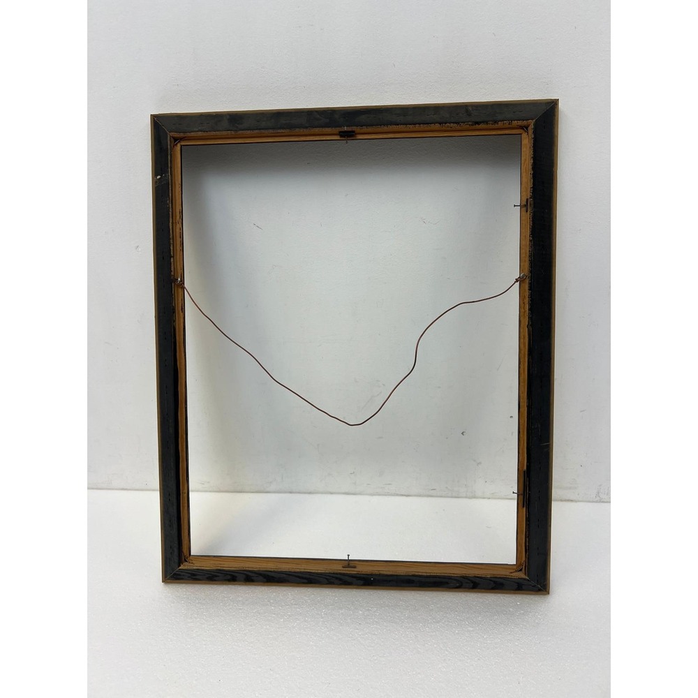 Vintage Wood Picture Frame 16x20 Black Gold Mid Century Wooden Carved Wall Art - Picture 14 of 16